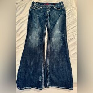 Rock & Roll Cowgirl Dark Blue Wide Leg Flare Jeans